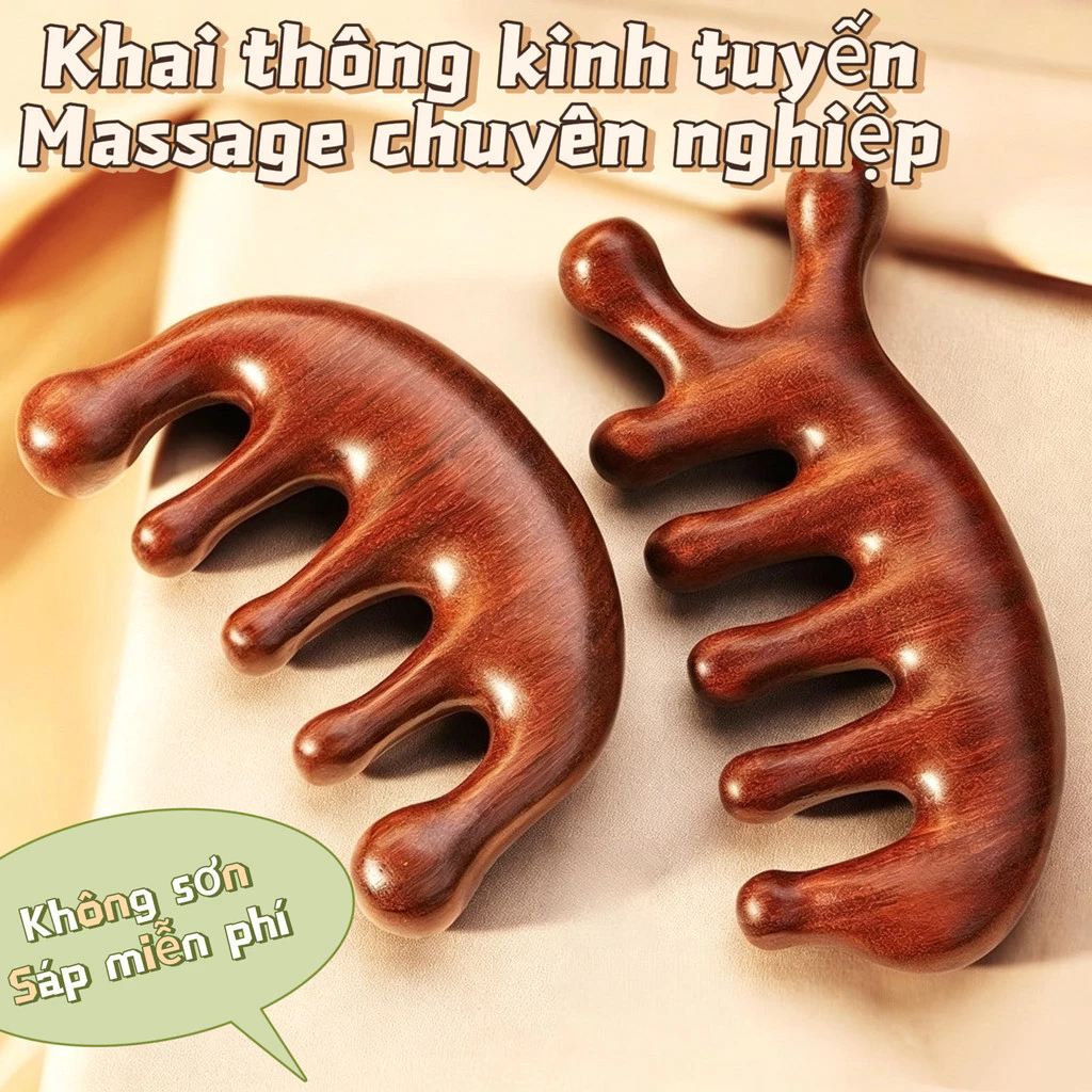 Sandalwood Massage Comb Massage đầu Massage toàn thân đa chức năng Thúc đẩy lưu thông máu Mở rộng kinh mạch