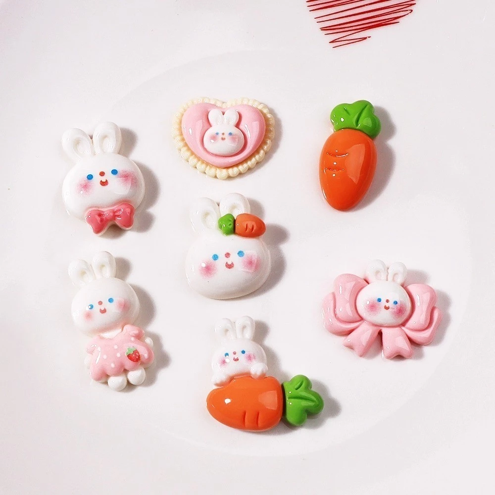 Phụ kiện DIY Thỏ Cà rốt Dòng Charm Resin Patch, Mũ bảo hiểm Vỏ điện thoại Cốc nước Máy tính xách tay Trang trí