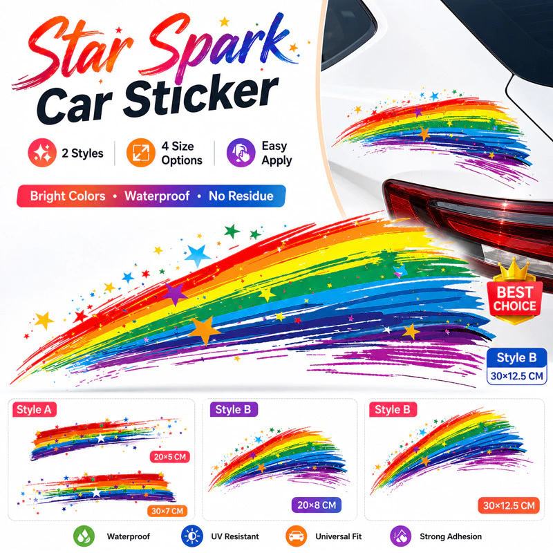 Hình dán trang trí xe hơi, xe máy, xe điện Star Spark, dùng để che vết xước và tạo kiểu dáng.