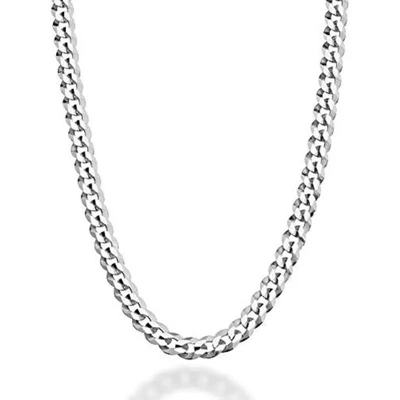 Miabella Solid Italian Diamond Cut Cuba Link Curb Vòng cổ dành cho nam giới, Sản xuất tại Ý