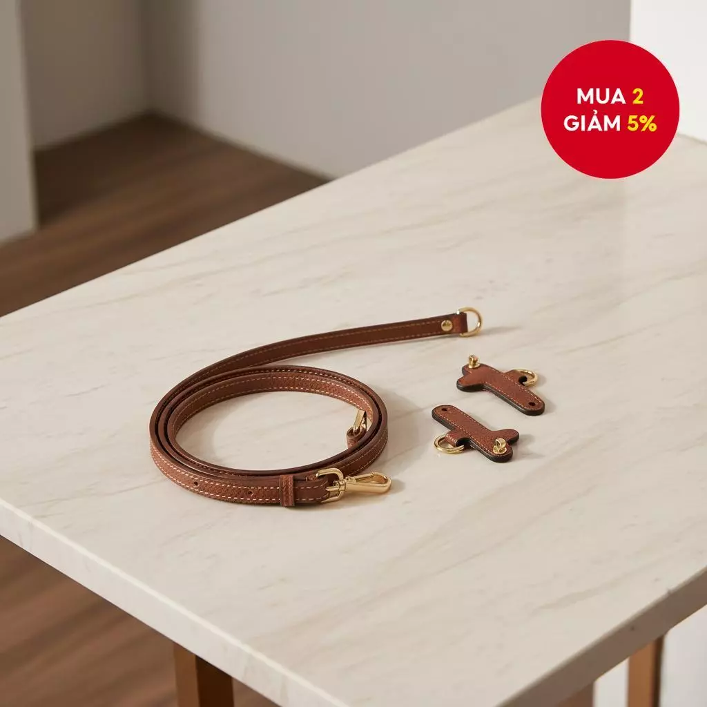 Dây đeo chéo da thật Longchamp Mini Bag - Phụ kiện chuyển đổi vai không cần đục lỗ