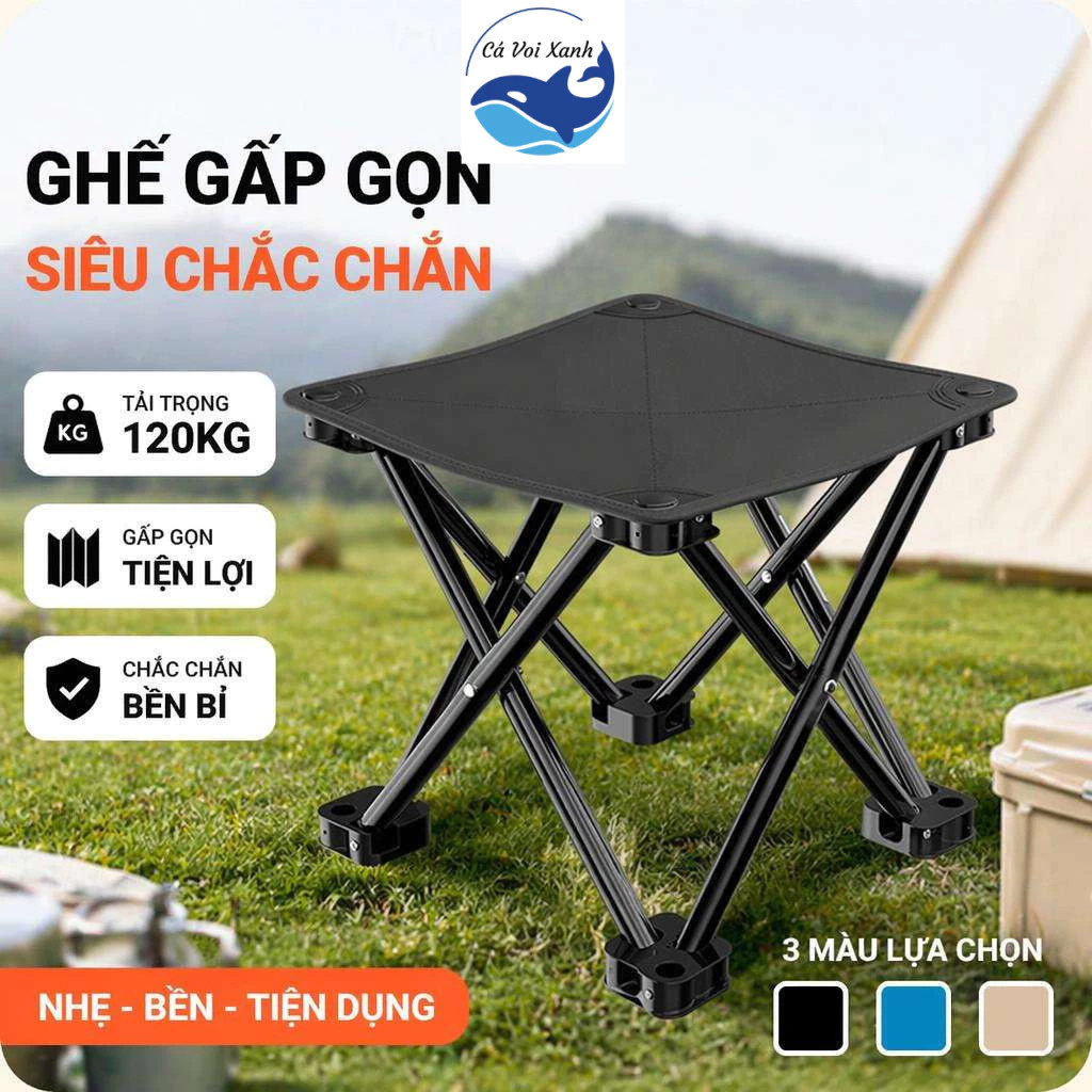 【COD】Ghế Gấp Gọn Siêu Nhẹ Camping Dã Ngoại Du Lịch Câu Cá Chịu Tải 120KG Khung Thép Chắc Chắn