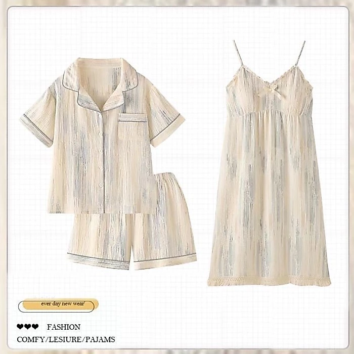 Một Người Đàn Ông Và Một Người Phụ Nữ Mùa Hè Quần Short Tay Ngắn Bộ Đồ Ngủ Cặp Đôi Cho Nữ 2026 Váy