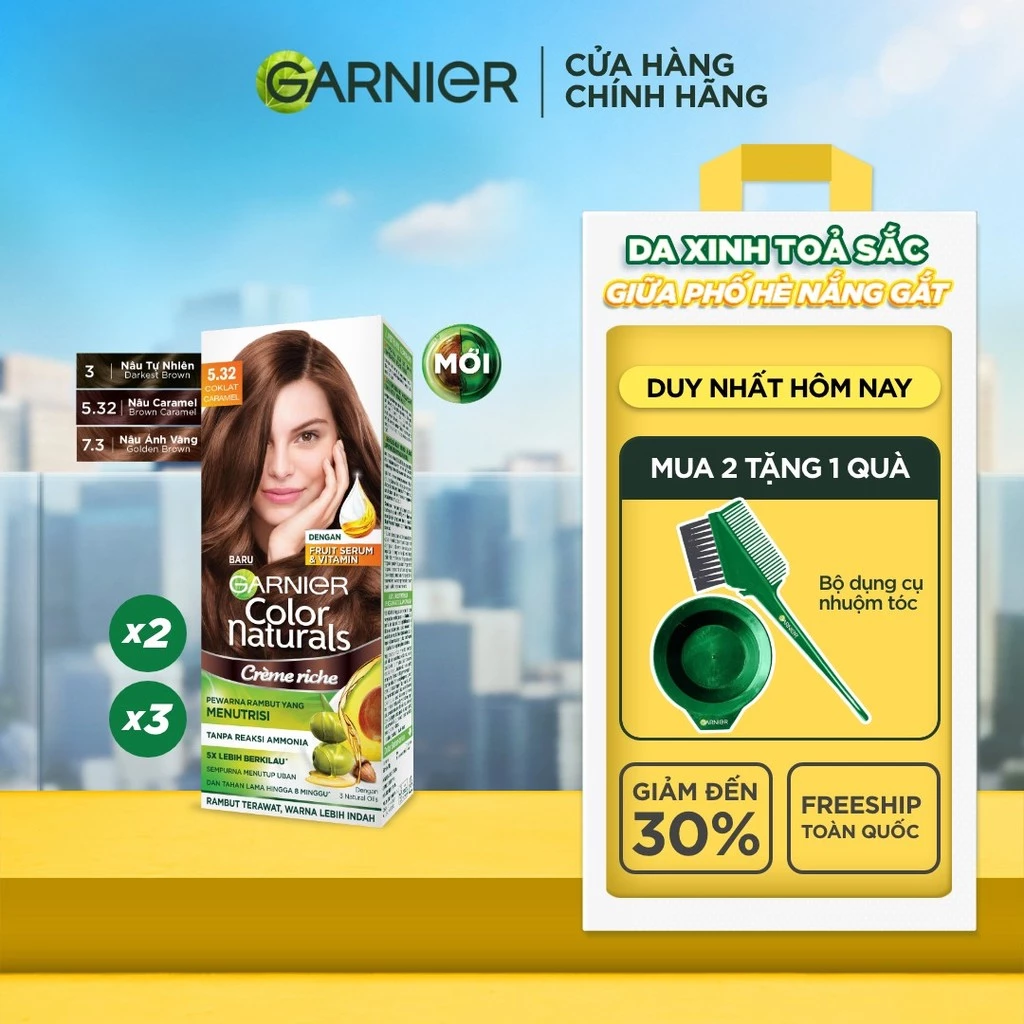 Kem Nhuộm Tóc Tại Nhà Màu Thời Trang - Công nghệ Colorboost kết hợp 3 loại dầu hạt Garnier Color Naturals Ultra Colors