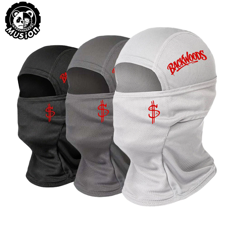 Musion Lưới In Màu Đỏ Balaclava Lỗ Một Mắt Thoáng Khí Toàn Mặt Cho Xe Máy Trượt Tuyết Hip Hop Dạo Phố