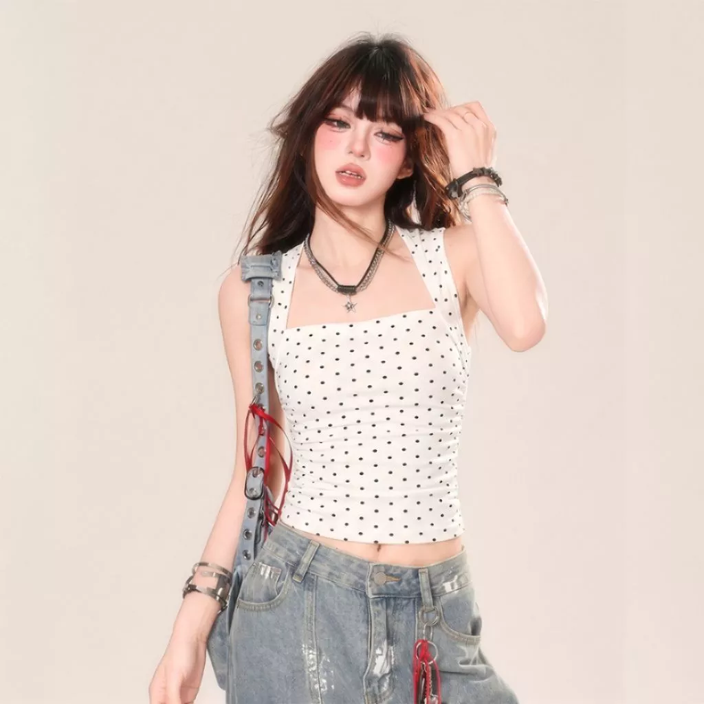 Áo Sát Nách Cúp Ngực Chấm Bi Viền Vai Nhỏ Nữ Tính A515566449 -  73
