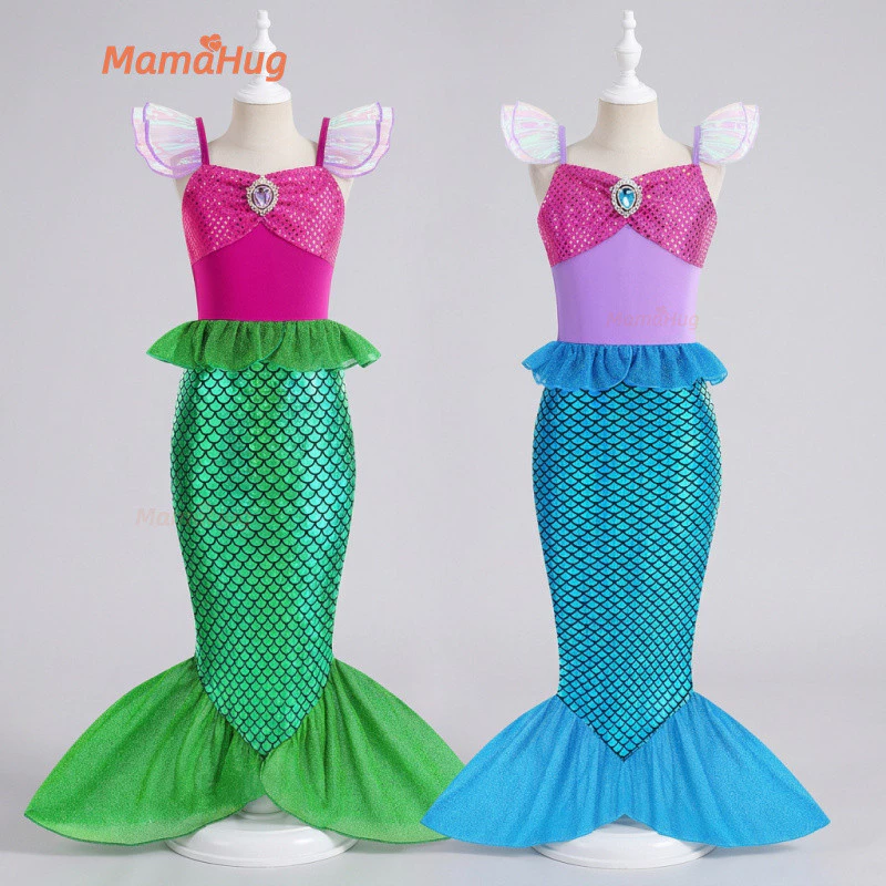 Bé Gái Nàng Tiên Cá Ariel Đầm Công Chúa Mùa Hè Không Tay Sling Đuôi Cá Váy Cho Ngày Trẻ Em Trang Phục Hóa Trang Trẻ Em Quà Tặng Sinh Nhật Lưới Thanh Lịch Áo Tutu Trang Phục Lạ Mắt