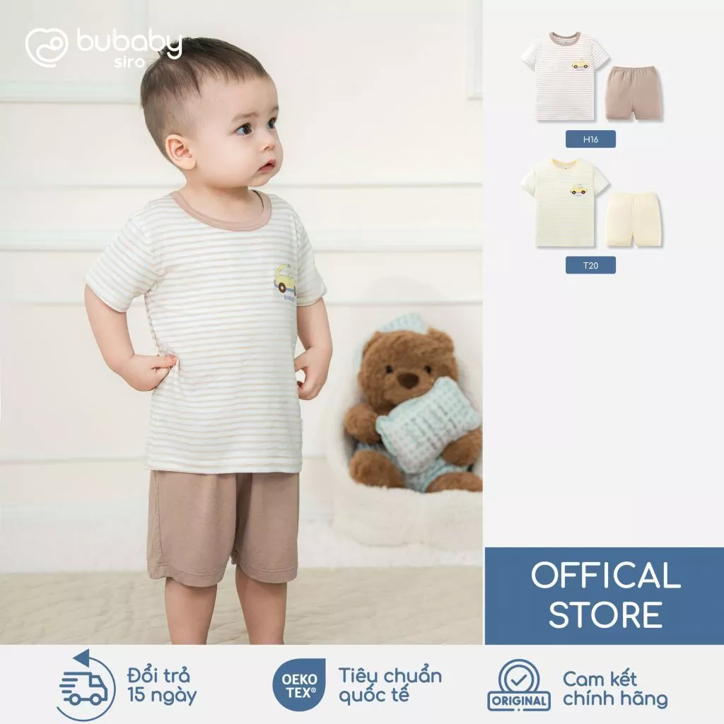 BU Baby Bộ cộc tay Timmy vải Siro thoáng mát, bộ đồ trẻ em | Quần áo trẻ em cao cấp | IVS1304TM