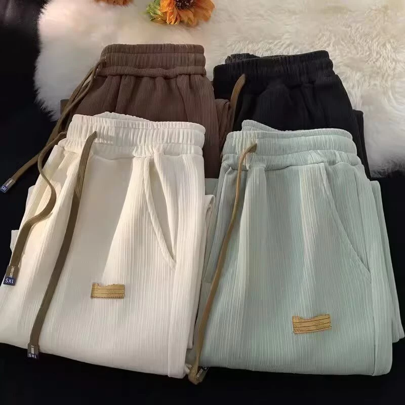 Quần ống rộng thông thường nam Ice Silk co giãn thoáng khí thẳng