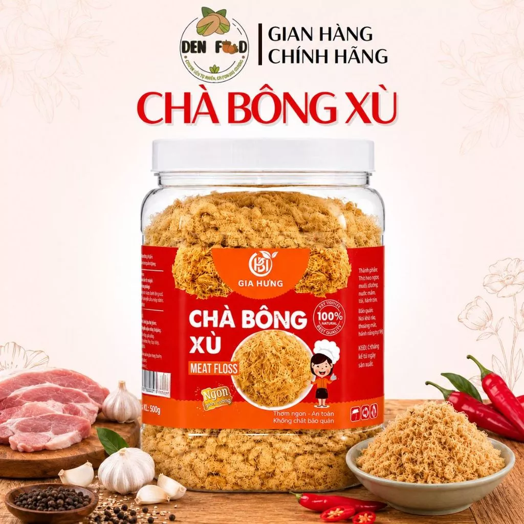 Chà Bông Xù Gia Hưng 500G – Tơi Mịn, Thơm Ngon, Tiện Lợi – Ăn Vặt Denfood
