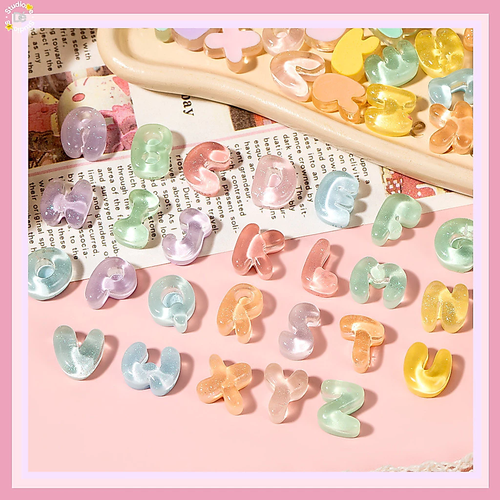 Charm Nhựa Chữ Cái Thạch Nhiều Màu Decor Nón Bảo Hiểm, Xe Máy, Bình Nước Đồ Handmade DIY