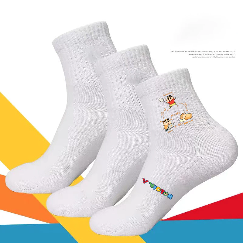 Victor mùa hè nguyên chất cotton dài tất tennis cầu lông đi xe đạp đường đua và huấn luyện thể thao thực địa tất dài lưới nhẹ tất thể dục
