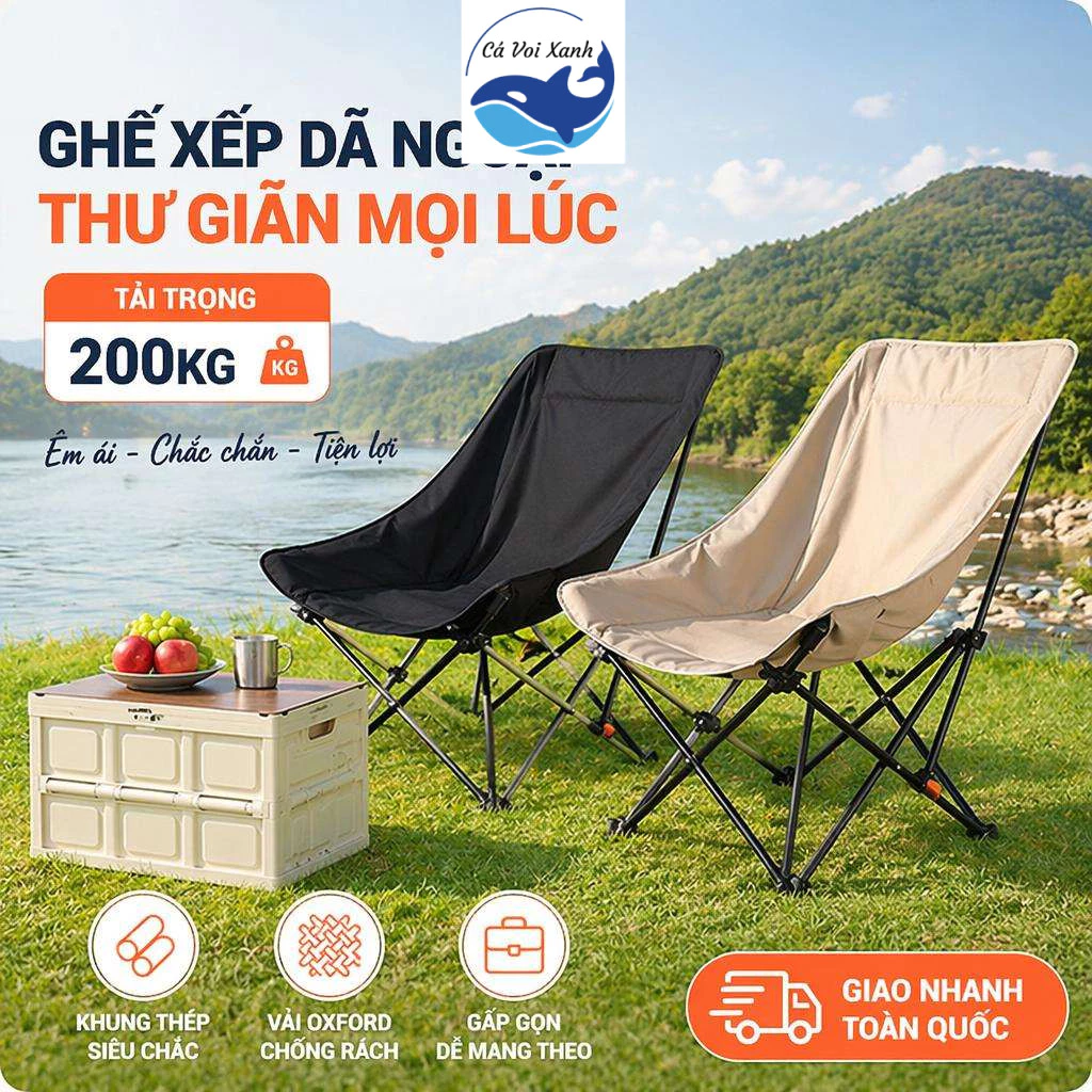 【COD】Ghế Camping Gấp Gọn Ghế Câu Cá Dã Ngoại Chịu Tải 160KG Chống Nước Siêu Bền Dễ Mang Theo