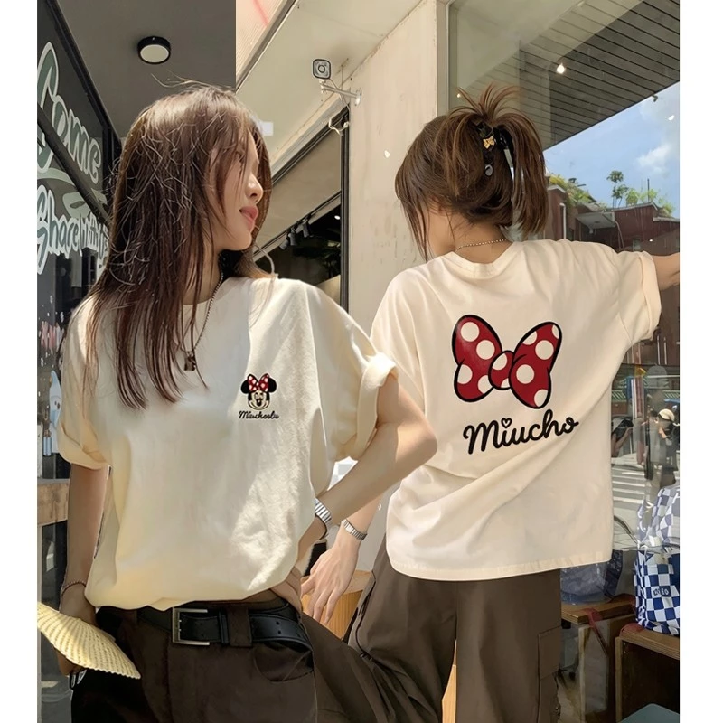 Áo Thun Cotton Nữ Form Rộng In Nơ Đỏ Chấm Bi Mặt Lưng Áo Phông Tay Lỡ Basic Hàn Quốc Mặc Đi Học Đi Chơi Hot Trend