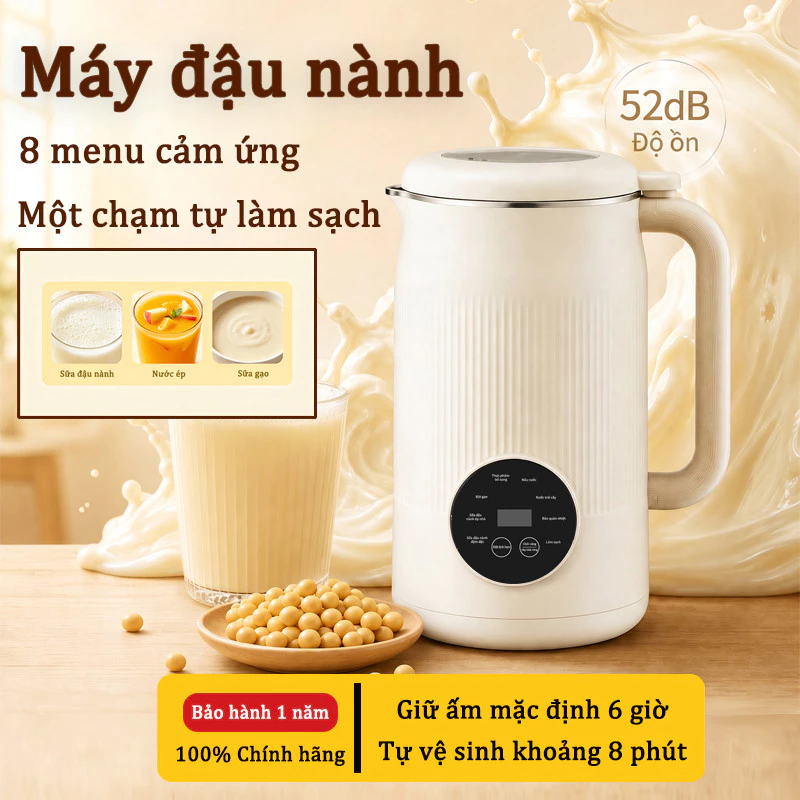 Máy làm sữa hạt thông minh 1.2L – 8 chức năng: Sữa đậu nành, Sinh tố, Ngũ cốc – Vệ sinh tự động – Hẹn giờ 24 giờ – Quà tặng gia đình tuyệt vời