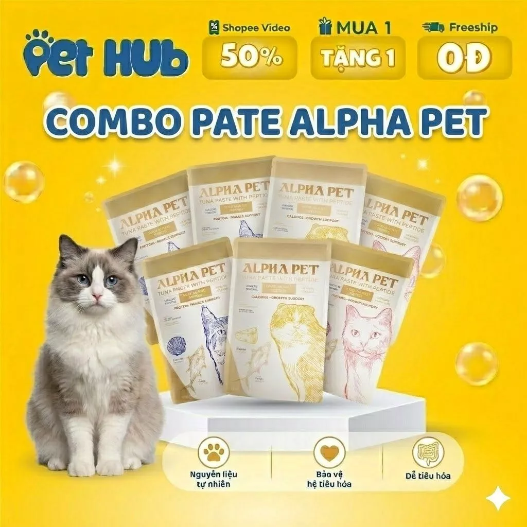 [COMBO 20-10-5] Pate Peptide Alpha Pet Cá Ngừ Cho Mèo 60g - 8 Vị Topping Dinh Dưỡng