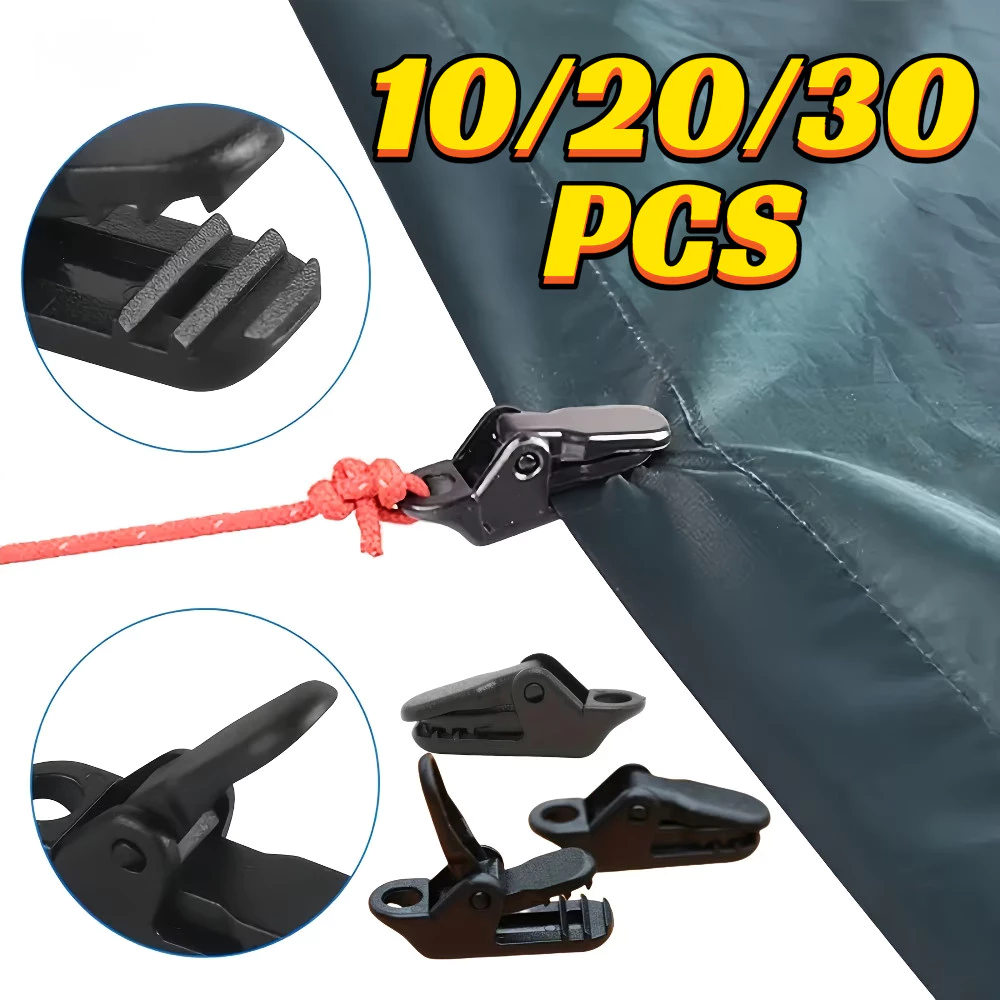 10 / 2030 CÁI Kẹp lều hạng nặng Kẹp mái hiên Cắm trại ngoài trời Bạt chống gió Cá sấu Nhựa Snap Fastener Grip Set