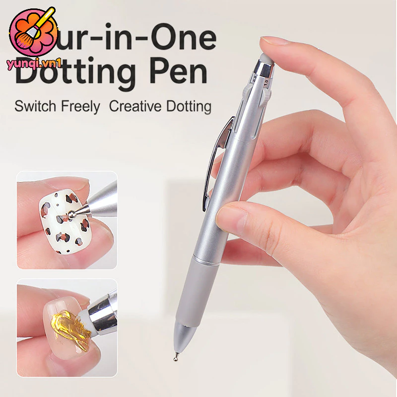 【yunqi】4 trong 1: Bút chấm móng Dụng cụ chấm móng nghệ thuật Chấm bi Cọ tán phấn Dụng cụ làm móng Cọ vẽ hoa