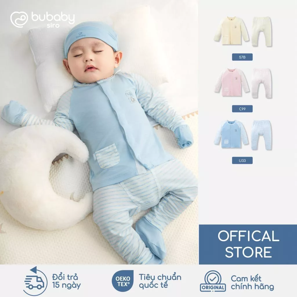 BU Baby Bộ dài tay cài giữa Sweet Puppy vải Siro, bộ newborn | Quần áo trẻ em cao cấp | IVS110200