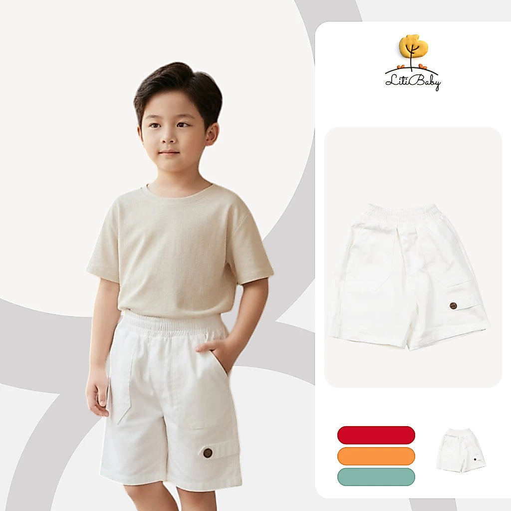 Quần short trẻ em Dành Cho Bé Trai Thiết Kế Bassic LITIBABY cho bé từ  8-14 tuổi PH1313
