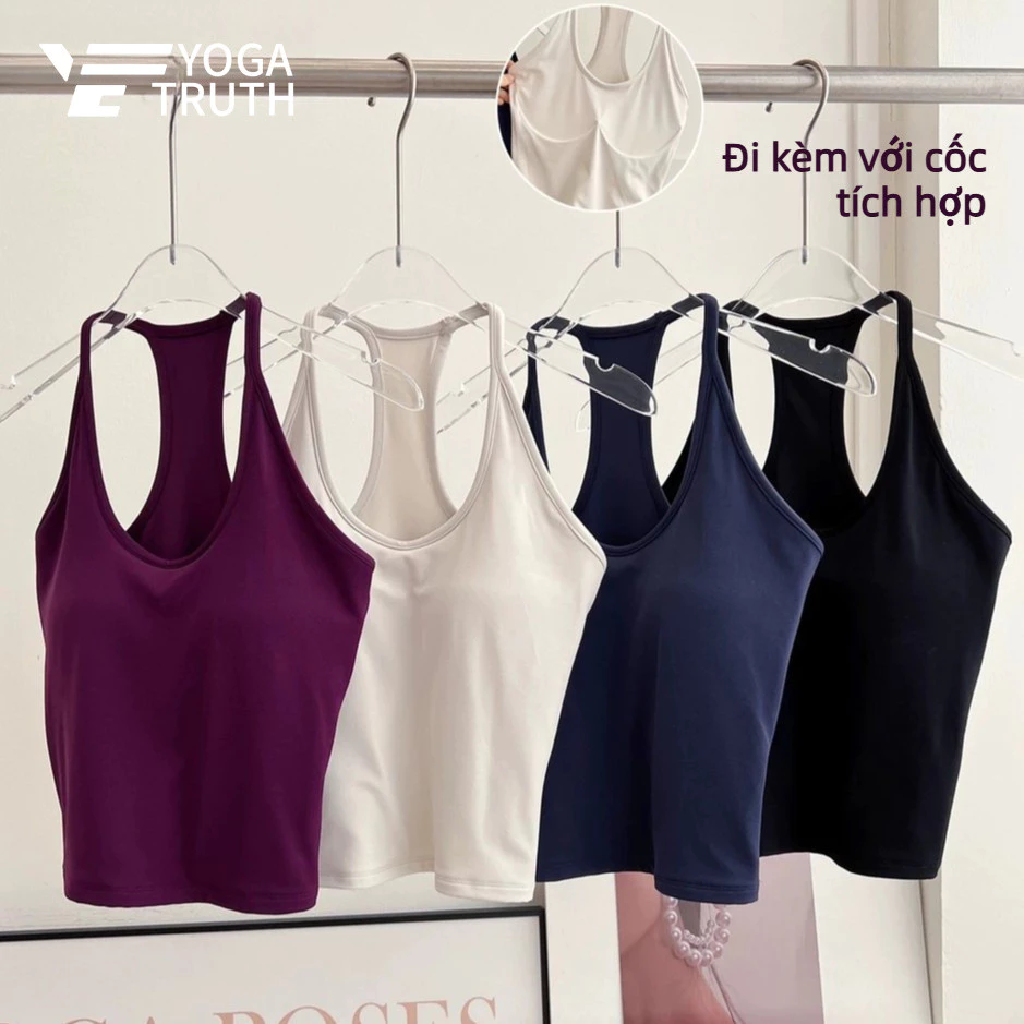 [YOGATRUTH] (Đệm cố định) Áo ngực thể thao hình chữ H lưng đẹp cổ chữ U Áo Vest mỏng Tập thể dục Yoga