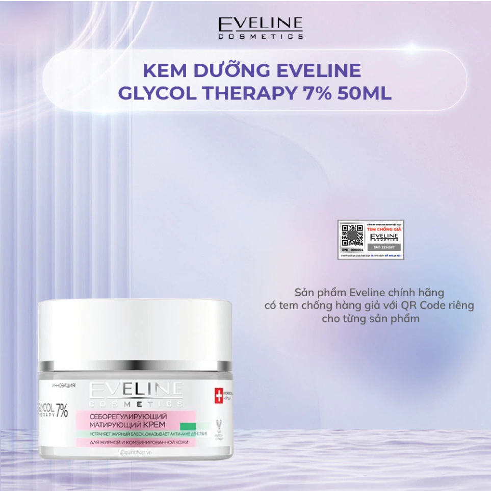 Kem dưỡng Eveline Glycol Therapy 7% giảm mụn, mờ thâm - 50ml