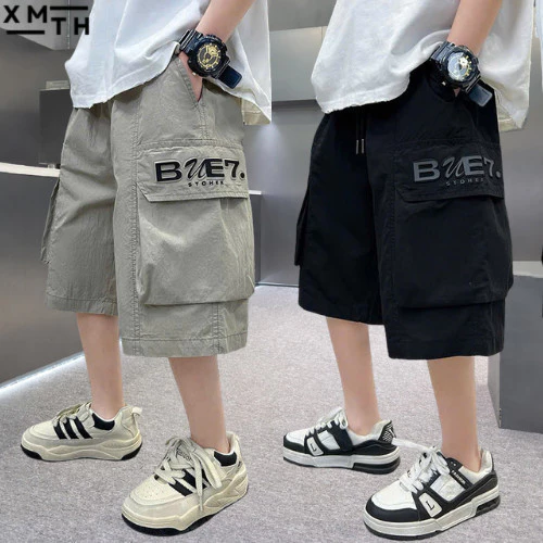 Quần short kaki cho bé trai túi hộp form rộng, quần đùi lỡ cho trẻ em nam cấp 1,2 size 18-52kg mặc đi học đi chơi đẹp E7