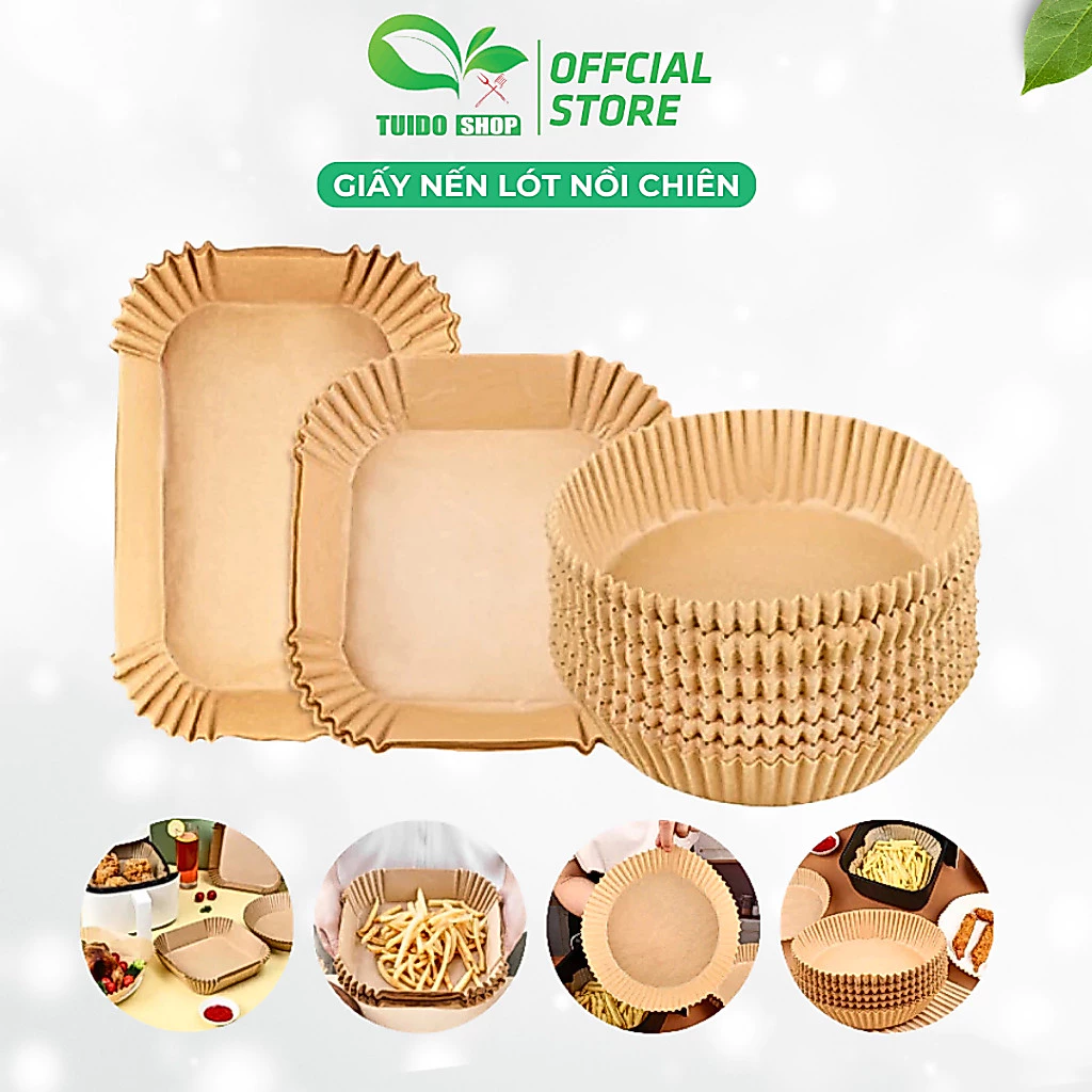 Set 50 giấy nến lót nồi chiên không dầu, 50 giấy nến tròn lót nồi chiên không dầu - TUIDO SHOP