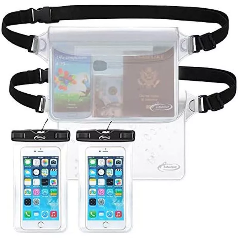 Bộ gói Fanny chống nước AiRunTech IPX8 | 2 Túi Thắt Lưng + 2 Túi Điện Thoại, Túi Khô Nâng Cấp Phù Hợp Với iPhone16 / 15 / 14 / 13 / 12 / 11 Pro Max, Thắt Lưng Chống Thấm Nước Thân Thiện Với Cảm Ứng Cho Snorkeli