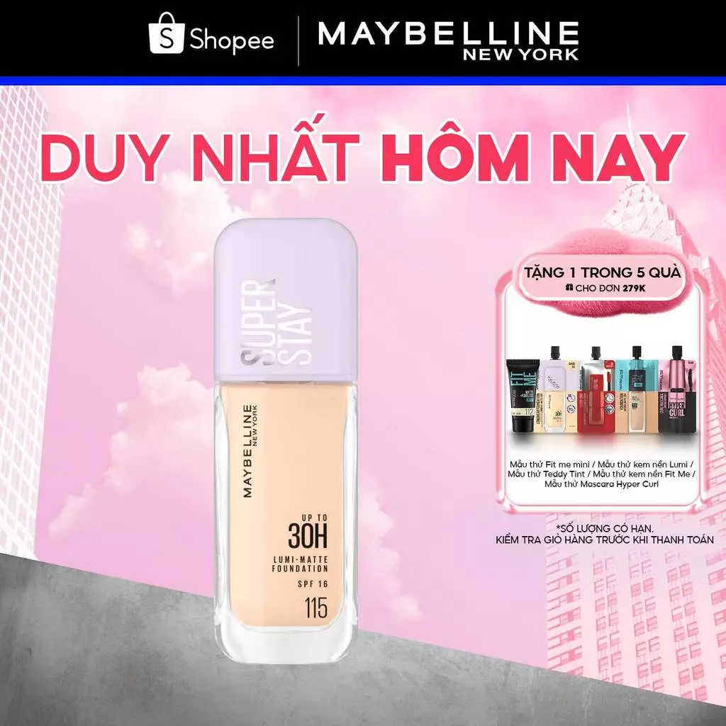 Kem nền bắt sáng Superstay Lumi Matte 30H che phủ siêu nhẹ mặt Maybelline New York 35ml [MỚI]