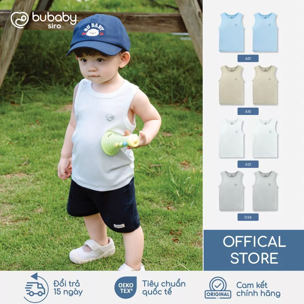 [Set 2] áo ba lỗ BU Baby, áo sát nách, áo tank top, bộ đồ trẻ em, bộ hè thoáng mát | IVS340400