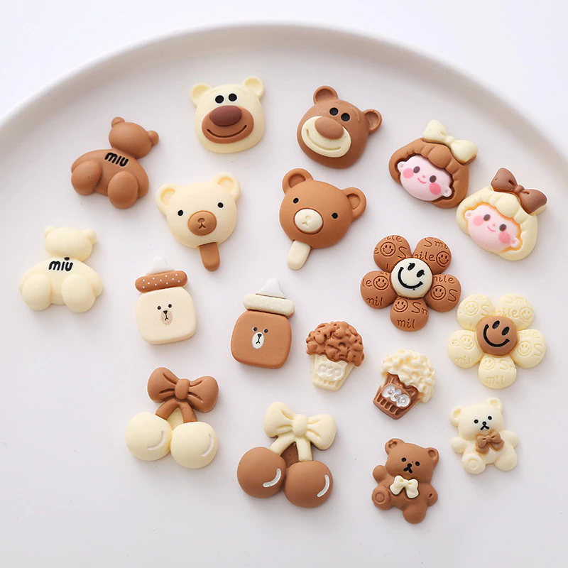 Charm Stickers Trà Sữa Màu Dòng Gạo Cà Phê Nhựa Điện Thoại Trường Hợp Tự Làm Chất Liệu Handmade Hairpin Phụ Kiện