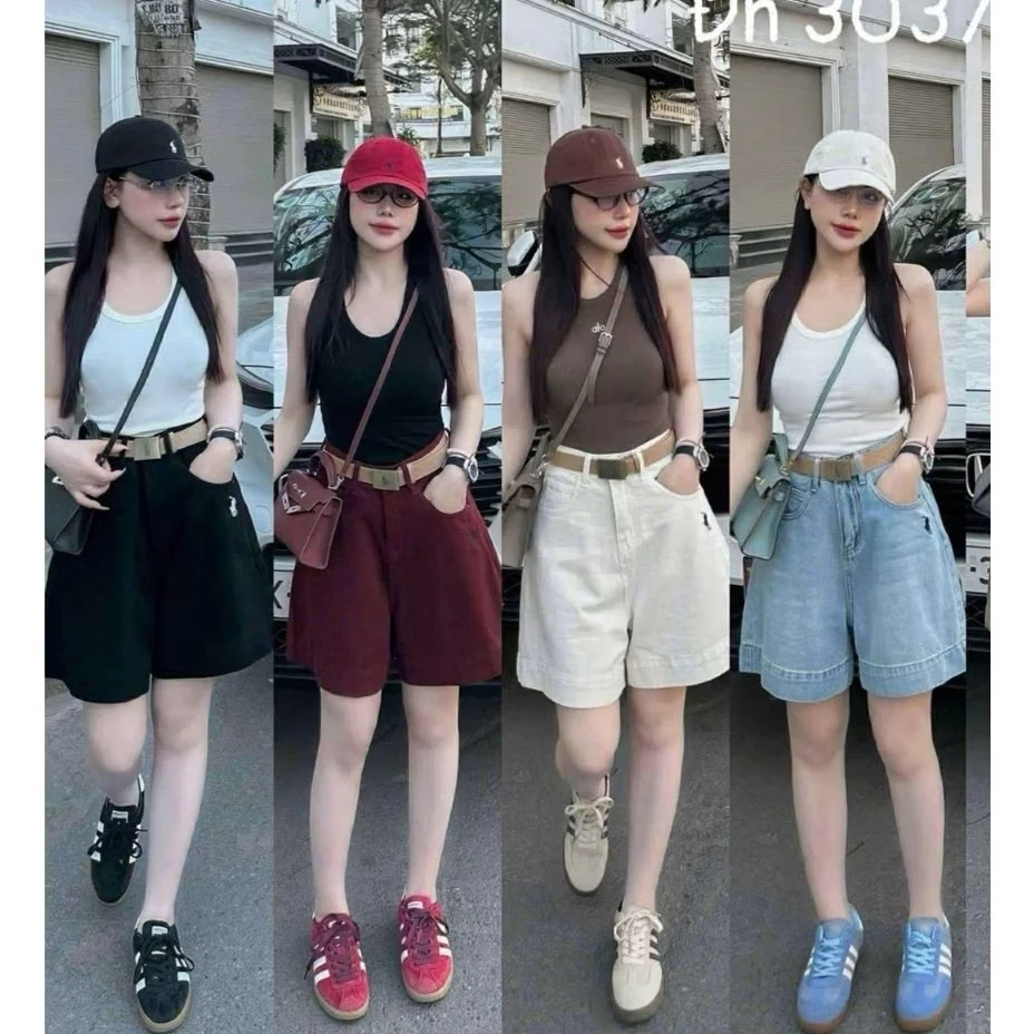 [Thêu Ngựa] Quần Short Jean Ống Rộng thêu n.gựa vải jean mềm không kèm đai, thời trang nữ năng động