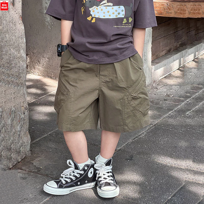 (17-50kg) Quần Short Kaki Mới Nhất 𝟐𝟎𝟐𝟔 AMBBKIDS cho Bé Trai, Vải mỏng nhẹ mềm mại thoáng mát nhanh khô, KinMall