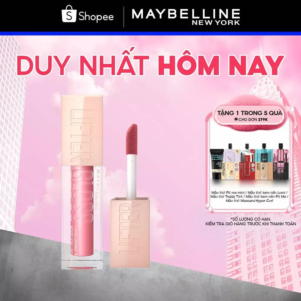 Son Bóng Lifter Gloss cho Đôi Môi Đầy Căng Mọng Kẹo cùng Hyaluronic Acid Maybelline New York 5.4ML