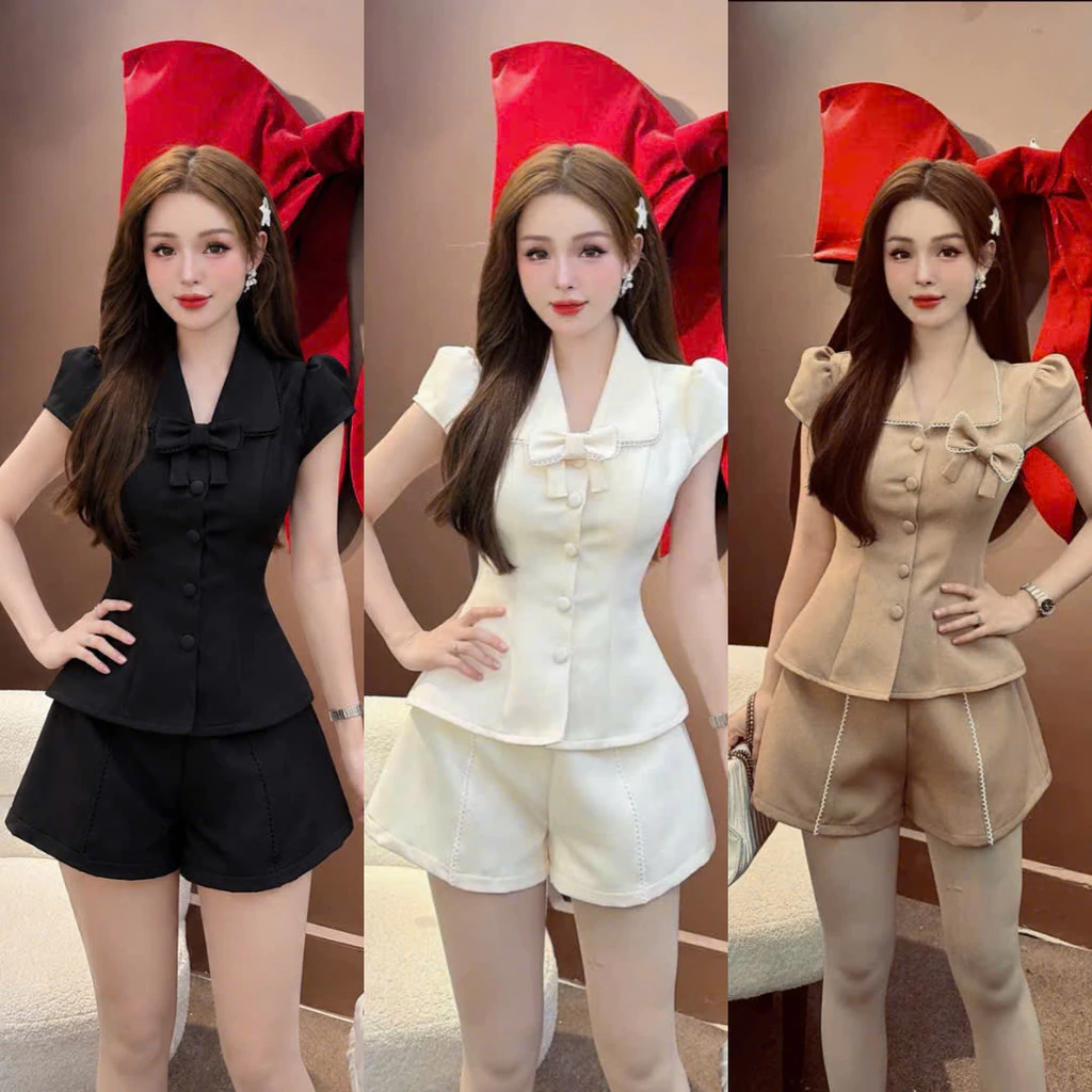 Set Bộ Nữ Ngắn COTTON Thiết Kế Thời Trang KÈM TAG NƠ RỜI Mới THOITRANGNAM1986
