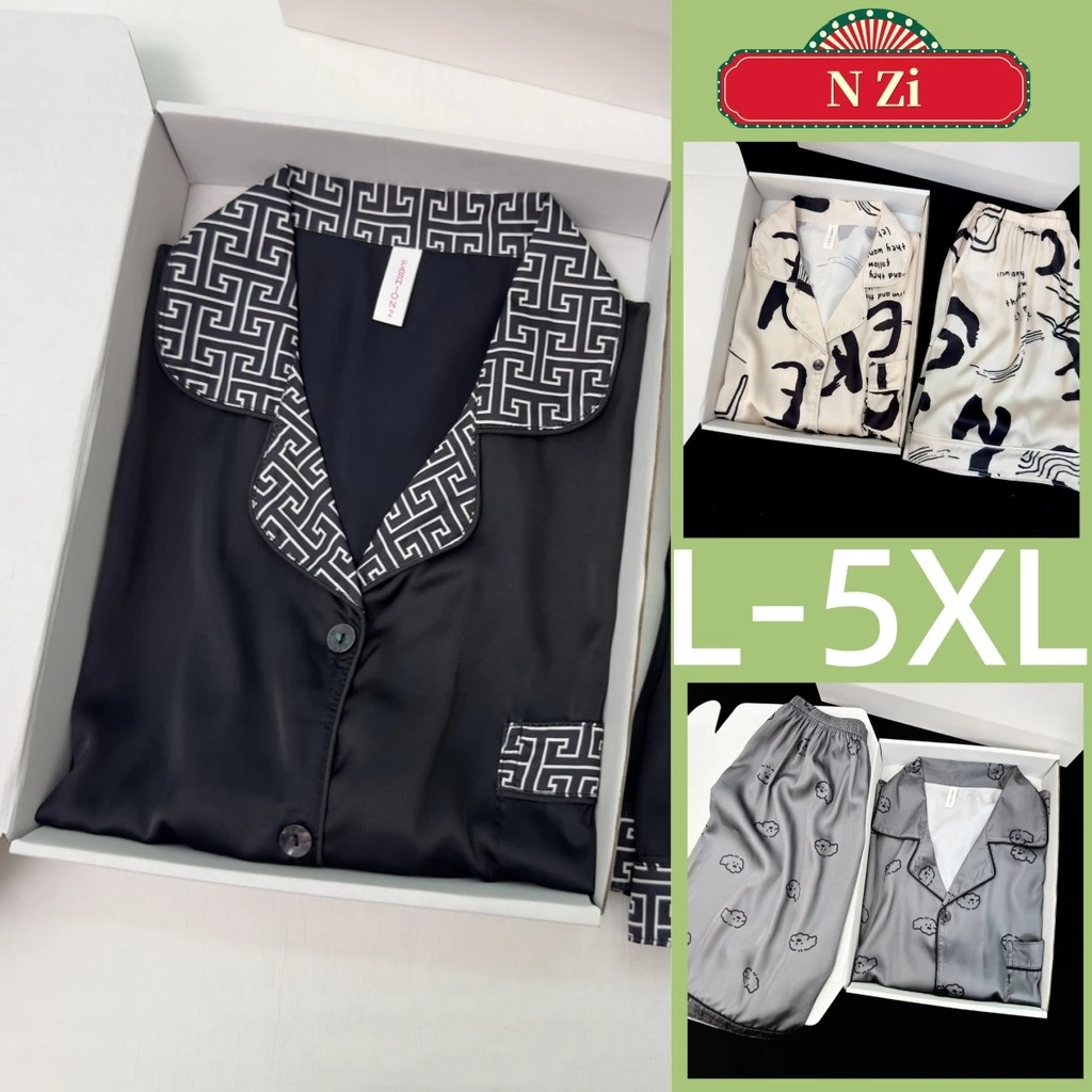 Bộ Đồ Ngủ Nam Lụa Plus Kích Thước Bộ Đồ Ngủ Mùa Hè Tay Ngắn Đồ Ngủ Người Rời Satin Quá Khổ Mặc Ở Nhà L-5XL