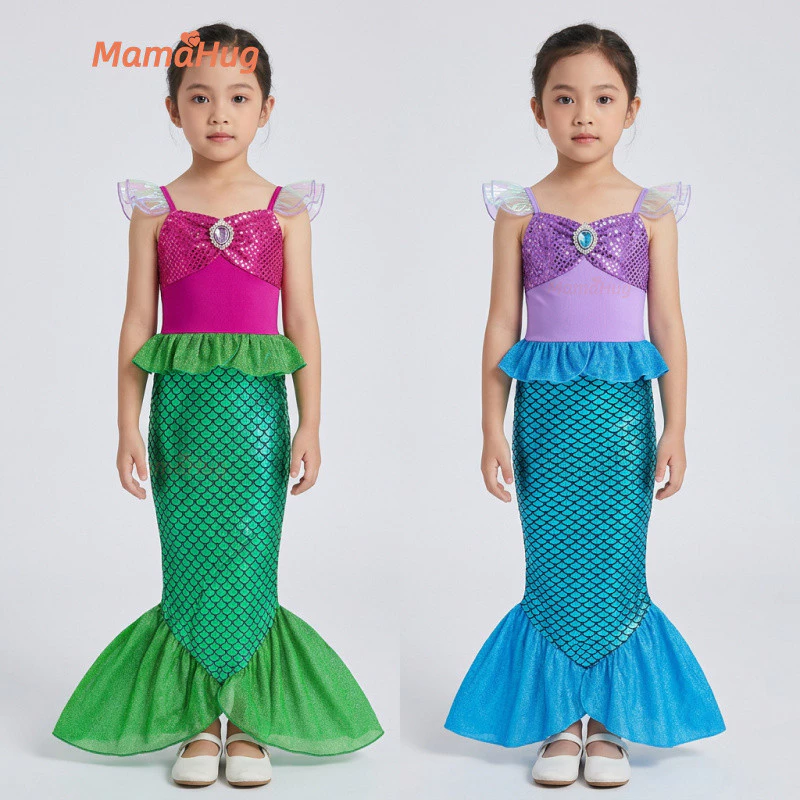 Bé Gái Nàng Tiên Cá Ariel Đầm Công Chúa Trẻ Em Mùa Hè Không Tay Đuôi Cá Váy Ngày Trẻ Em Trang Phục Hóa Trang Trang Phục Hóa Trang Vải Mềm Thoáng Khí Quà Tặng Sinh Nhật Cho Bé 3-10Y