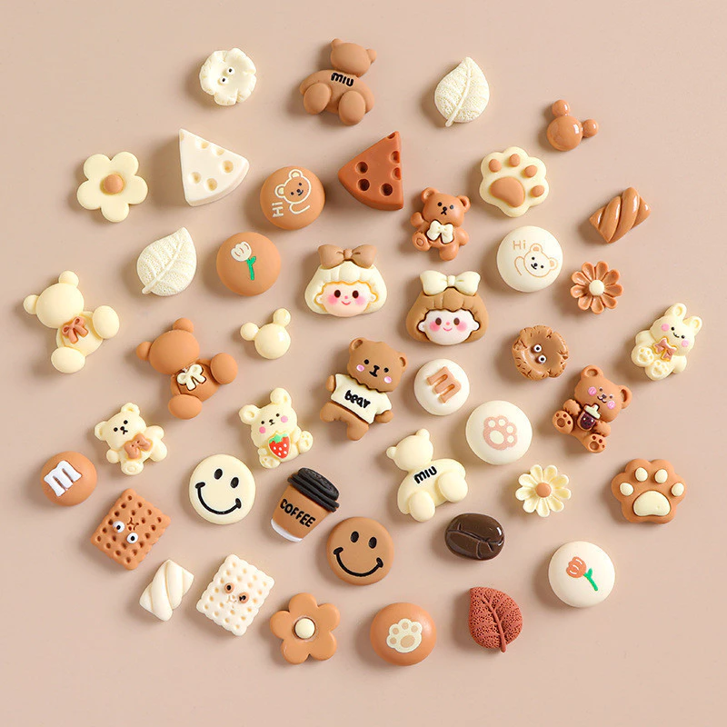 Charm Stickers trà sữa màu kẹo/bánh quy/nơ, trường hợp điện thoại tự làm phụ kiện hộp văn phòng phẩm thủ công