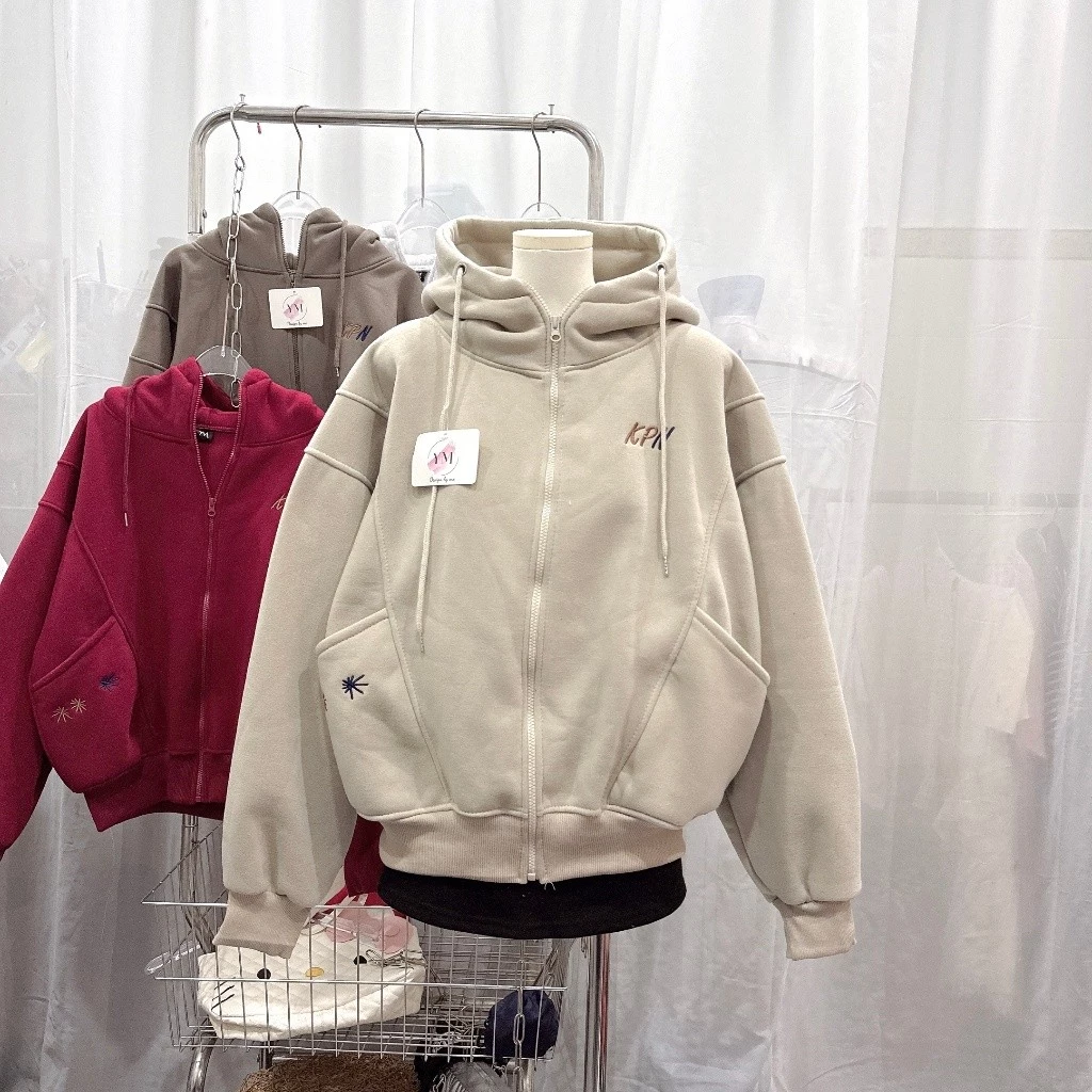 Áo Hoodie Zip Nỉ Bông Thêu Logo KPN Form Rộng Unisex – Áo Khoác Oversize Dày Dặn Nhiều Màu Trendy XSTT