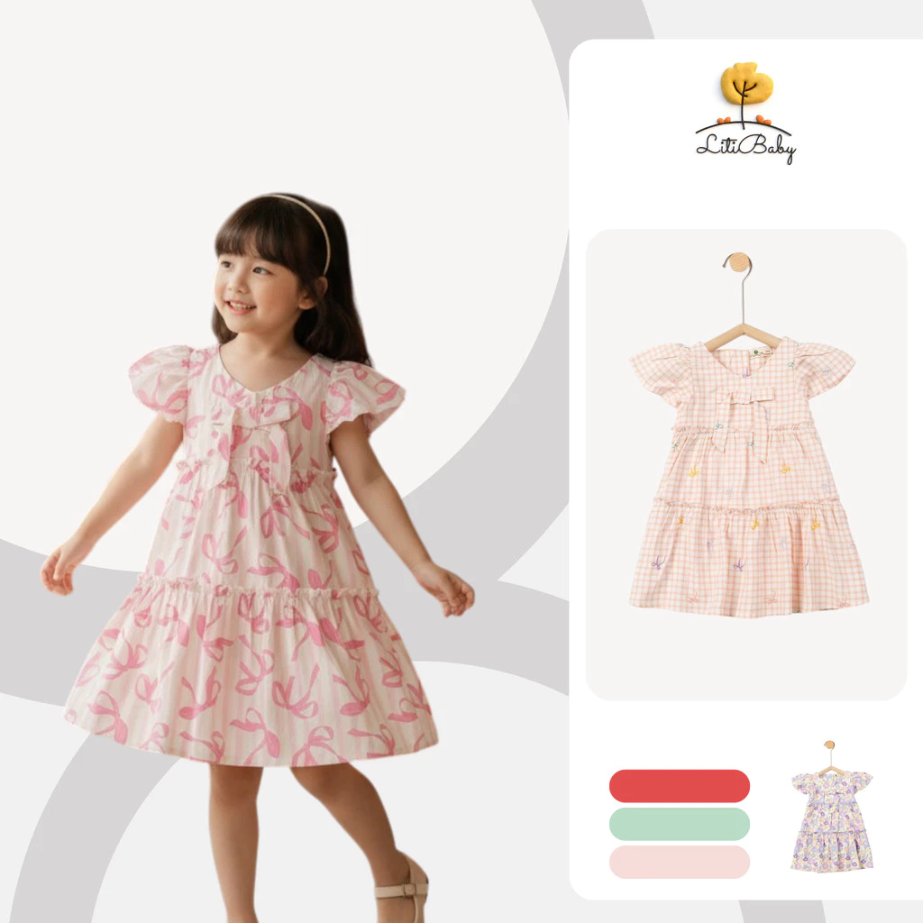 Đầm Bé Gái Caro Ngọt Ngào Dễ Thương LITIBABY cho bé từ 2-10 tuổi PH1319