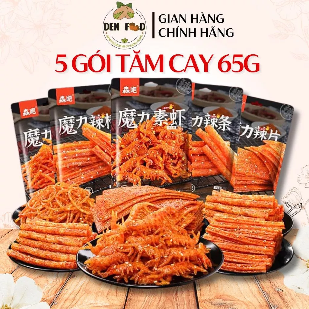 [COMBO 5 GÓI] Que Cay, Tăm Cay Tẩm Vị Spicy Strip 65G – Snack Ăn Liền Nội Địa Trung – Ăn Vặt Denfood