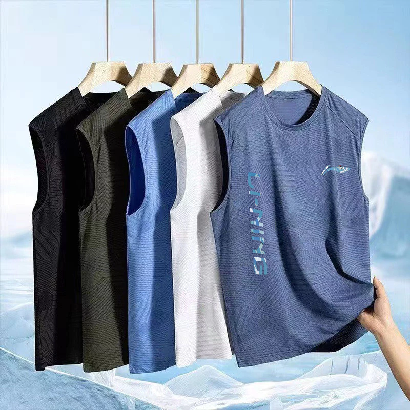 Áo thun thể thao Li Ning mùa hè, khô nhanh, thoáng khí, chạy bộ nam nữ, đi xe đạp, thể thao, cổ tròn, Áo hai dây, nhẹ và rộng rãi, áo vest không tay hợp thời trang
