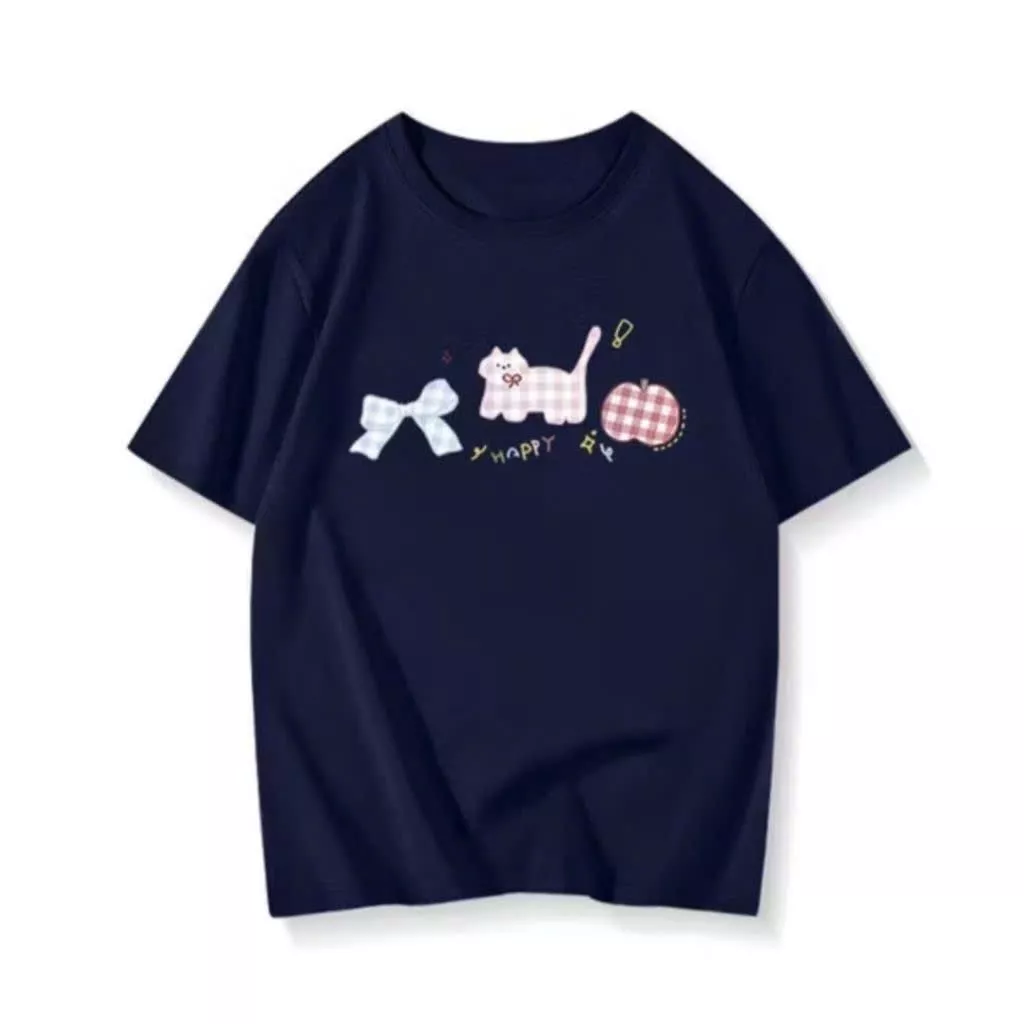 Áo thun nữ 3158 cotton khô, áo thun nam nữ form rộng mẫu -hình QUẢ TÁO -thubaaaa