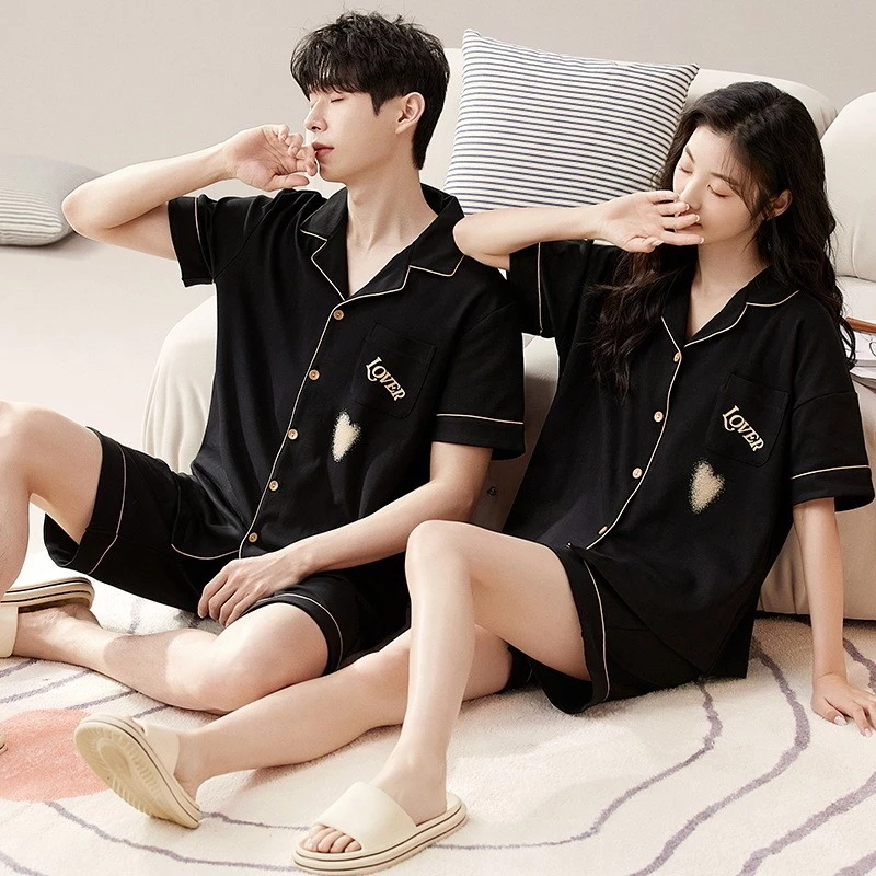 Bộ Đồ Ngủ Cặp Đôi Bộ Đồ Ngủ Nữ Bộ Đồ Nữ Homewear Quần Short Tay Ngắn Cardigan Bộ Đồ Hai Mảnh Phong Cách Mỏng Mùa Hè Ngọt Ngào Hoạt Hình Dễ Thương Bộ Đồ Ngủ Thoáng Mát Thoải Mái Thể Thao Có Thể