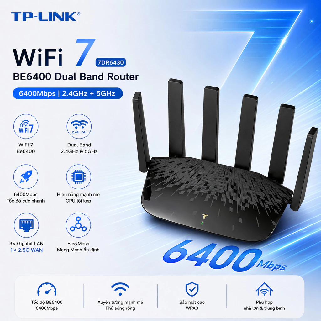 Bộ phát wifi  🅼🅸 Router Mi Router BE3600  WIFI7 / Wifi 7 TPLINK BE6400 (7DR6430) / ZTE E3713 2,5G - Xyên tường mạnh