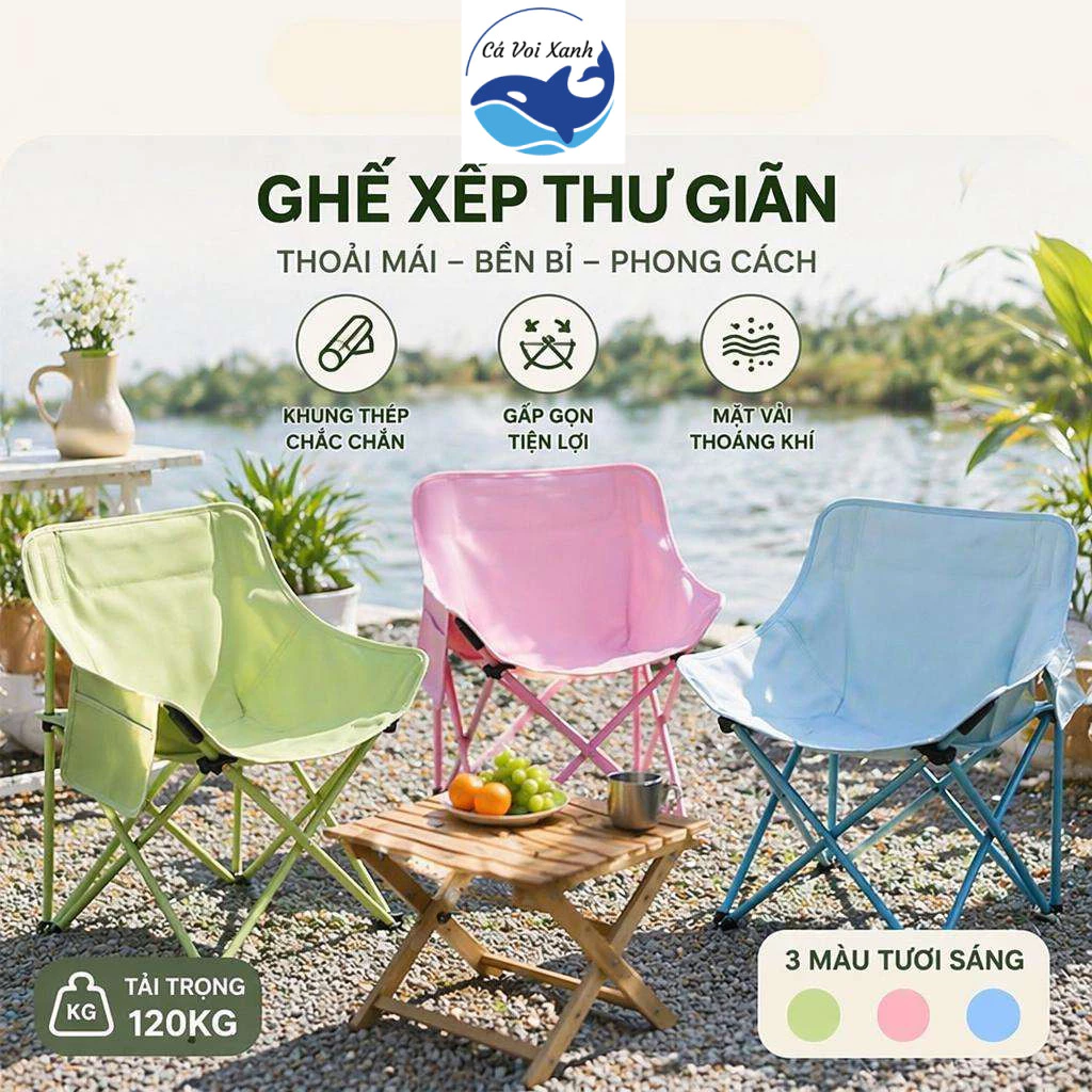 【COD】Ghế Thư Giãn Camping Cao Cấp Gấp Gọn Dã Ngoại Du Lịch Siêu Thoải Mái Kèm Túi Đựng