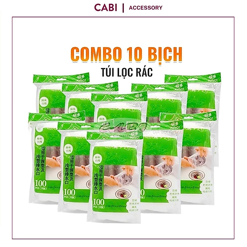 CB134 COMBO 10 Túi lọc rác bồn rửa chén bát, túi lưới lọc rác chậu rửa bát