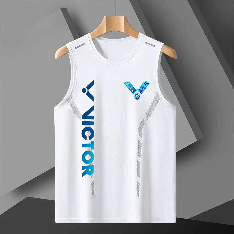 Victor thể thao nhẹ dáng rộng thể thao cổ tròn yếm nam nữ ngoài trời băng lụa thể thao thông thường đa năng không tay áo