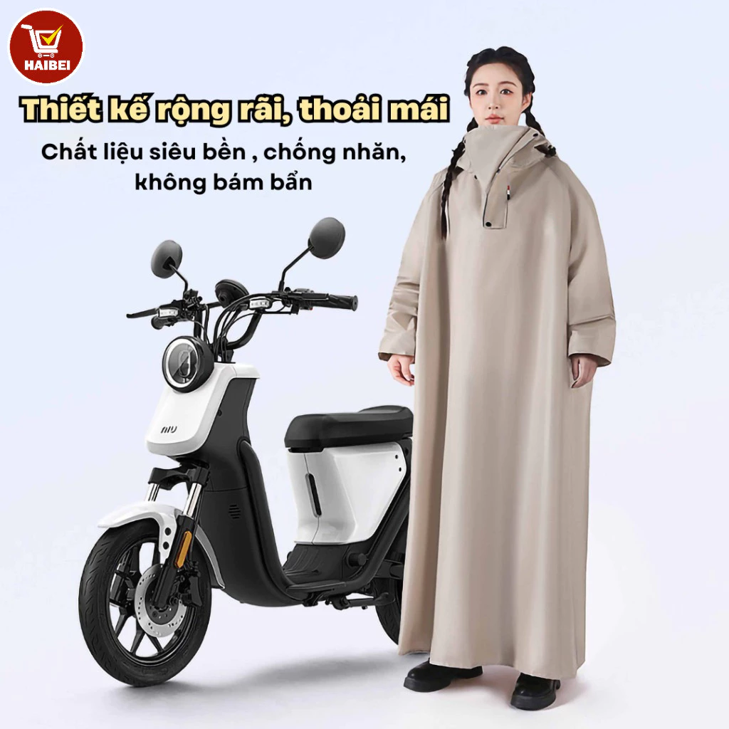 Áo mưa cho xe máy, áo mưa dài tay chống thấm nước, áo liền thân cho người lớn đi xe máy.
